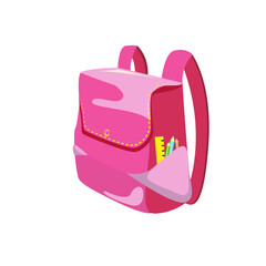 bright beautiful cartoon color childrens backpack briefcase isolated on white background return to school