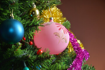 Christmas background. with fir tree branch