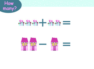 Fototapeta premium mathematical examples of addition and subtraction. educational page for children.