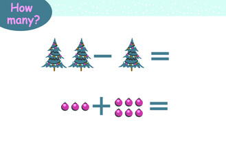 mathematical examples of addition and subtraction. educational page for children.