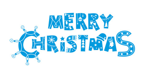 The original spelling is "Merry Christmas". White isolated background banner vector