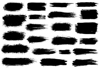 Paint brush. Black ink grunge brush strokes.  paintbrush set. Grunge design elements. Painted ink stripes