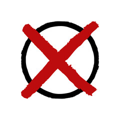 red cross choise icon on white background 