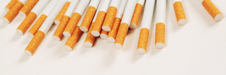 cigarettes placed on a white background