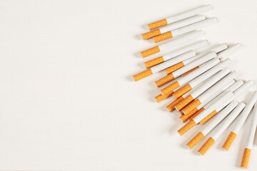 cigarettes placed on a white background