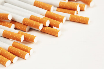 cigarettes placed on a white background