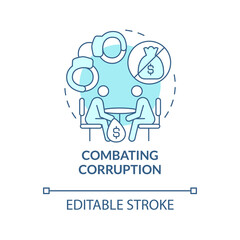 Combating corruption blue concept icon. Avoid bribery and money extortion abstract idea thin line illustration. Financial crime regulation. Vector isolated outline color drawing. Editable stroke