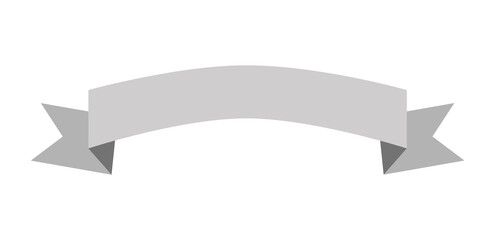 grey simple ribbon banner label on white background