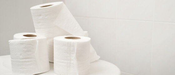 The tissue paper was placed on the toilet bowl in the bathroom.