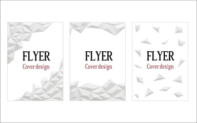 Set of creative template flyers, cards, posters with  white polygons. Vector illustration.