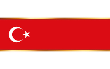 gold ribbon banner with flag of Turkey on white background