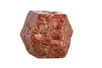 Macro mineral stone Garnet on a white background