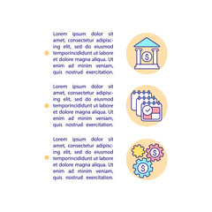 Utilize transferred csr funds concept line icons with text. CSR provision. PPT page vector template with copy space. Brochure, magazine, newsletter design element. Linear illustrations on white
