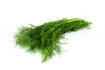 Bunch of fresh dill on a white background.