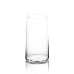 Empty transparent glass tall glass on a white background. Isolate.