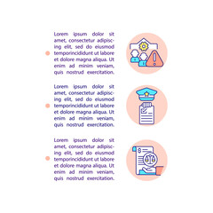 Fines for companies concept line icons with text. PPT page vector template with copy space. Brochure, magazine, newsletter design element. CSR violation consequences linear illustrations on white