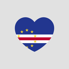 Cabo Verde flag in heart shape vector love Cabo Verde