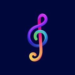 Obraz premium Colorful Music Note Symbol Logo Design Vector