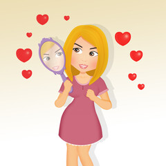 illustration of narcissist woman