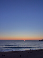Finisterre Sunset in Galicia, Spain. Mar de Fora beach and Nave cape in Costa da Morte. This is the final step in the Camino de Santiago.
