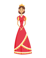 Medieval kingdom character of middle ages historic period  Illustration. Princess with crown and royal robes