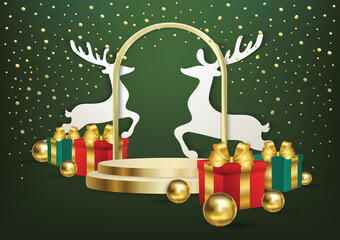 Naklejka premium Christmas podium art background vector