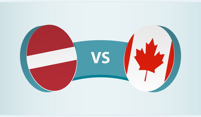 Latvia versus Canada, team sports competition concept.