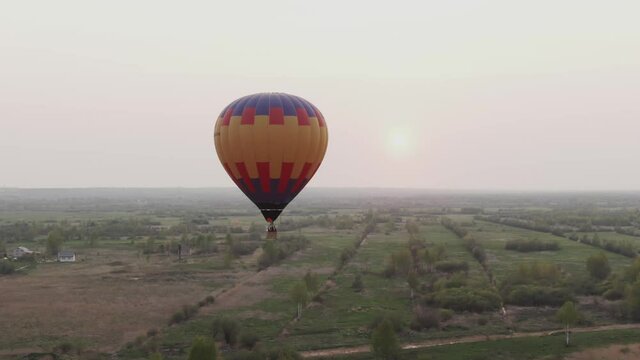 Aerial view of balloon with hot air 