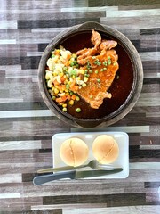 Seasoned pork steak, nutritious food food and easy to eat