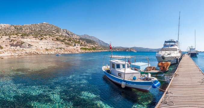 Fishing Boats near Knidos Ancient City in Datca Peninsula