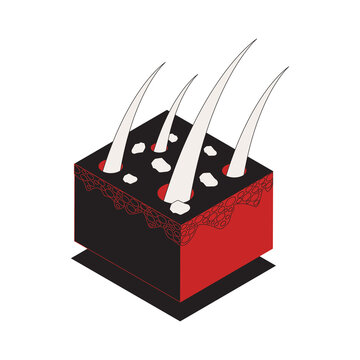 isometric skin cube with white hairs clip art preview