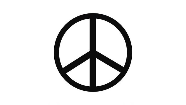 Peace Symbol Flat Style Animation on White Background and Green Screen