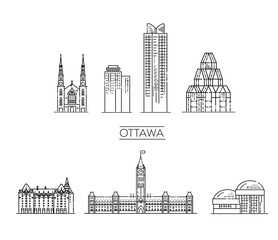 Ottawa architecture line skyline illustration