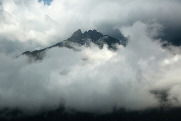 mountain with clouds