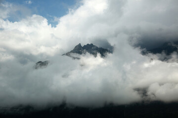 mountain with clouds