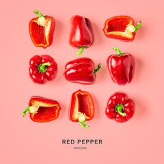 Red sweet pepper creative pattern, color card.