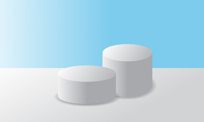 Product Display Stand, Product Advertising Stage Display Stand, Gray Cylindrical Circle For banners, copy spaces, 3d illustrations, vectors.