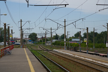 Fototapeta na wymiar Railway infrastructure. Commuter trains and stations