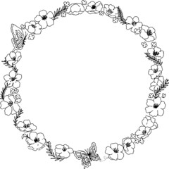 蝶々と可愛い小花の輪っかフレーム