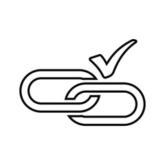 Backlink, checker outline icon. Line art vector.