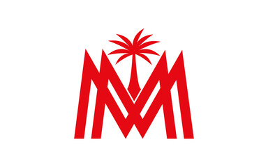 Fototapeta premium Letter M with palm vector logo designs