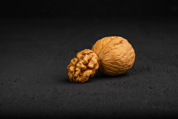 Walnut on a dark background
