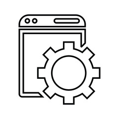 Browser, configuration, gear line icon. Outline vector.