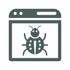 Bug, fixing, malware icon. Gray vector graphics.
