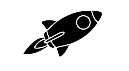 Rocket icon. Vector isolated editable black and white illustration of a rocket
