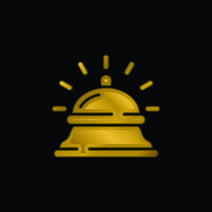 Bell gold plated metalic icon or logo vector