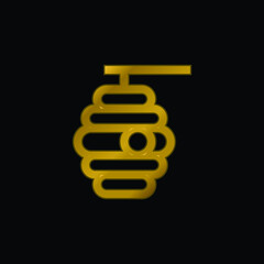 Bee gold plated metalic icon or logo vector