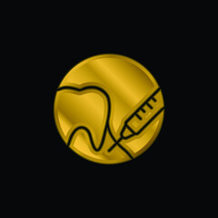 Fototapeta premium Anesthesia gold plated metalic icon or logo vector