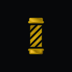 Barber Pole gold plated metalic icon or logo vector