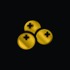 Berries gold plated metalic icon or logo vector